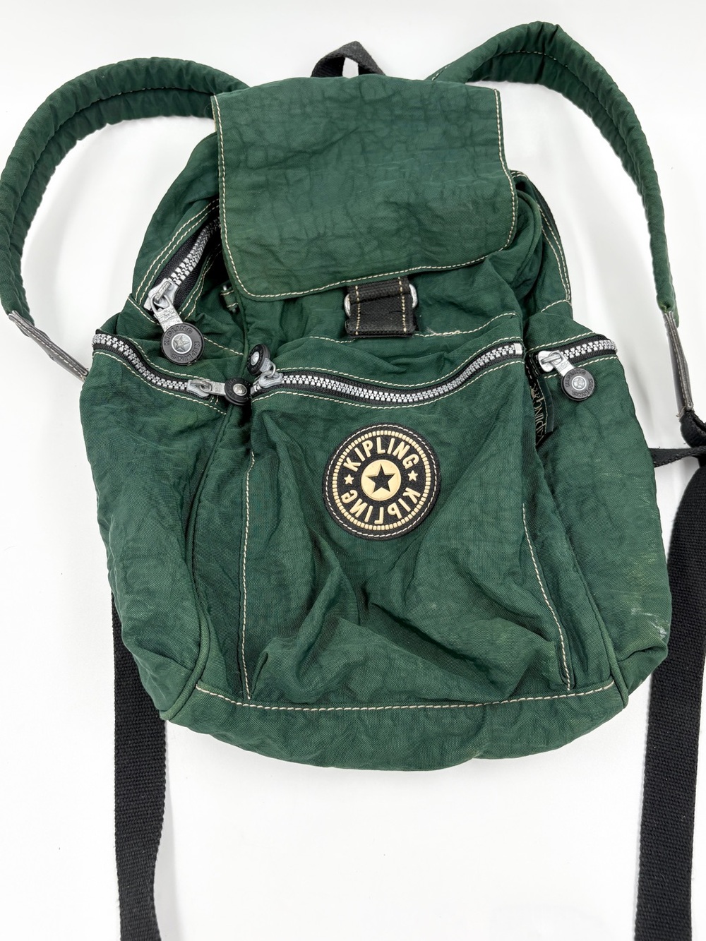 VTG 90s Kipling Nylon Backpack Bag Forest Green